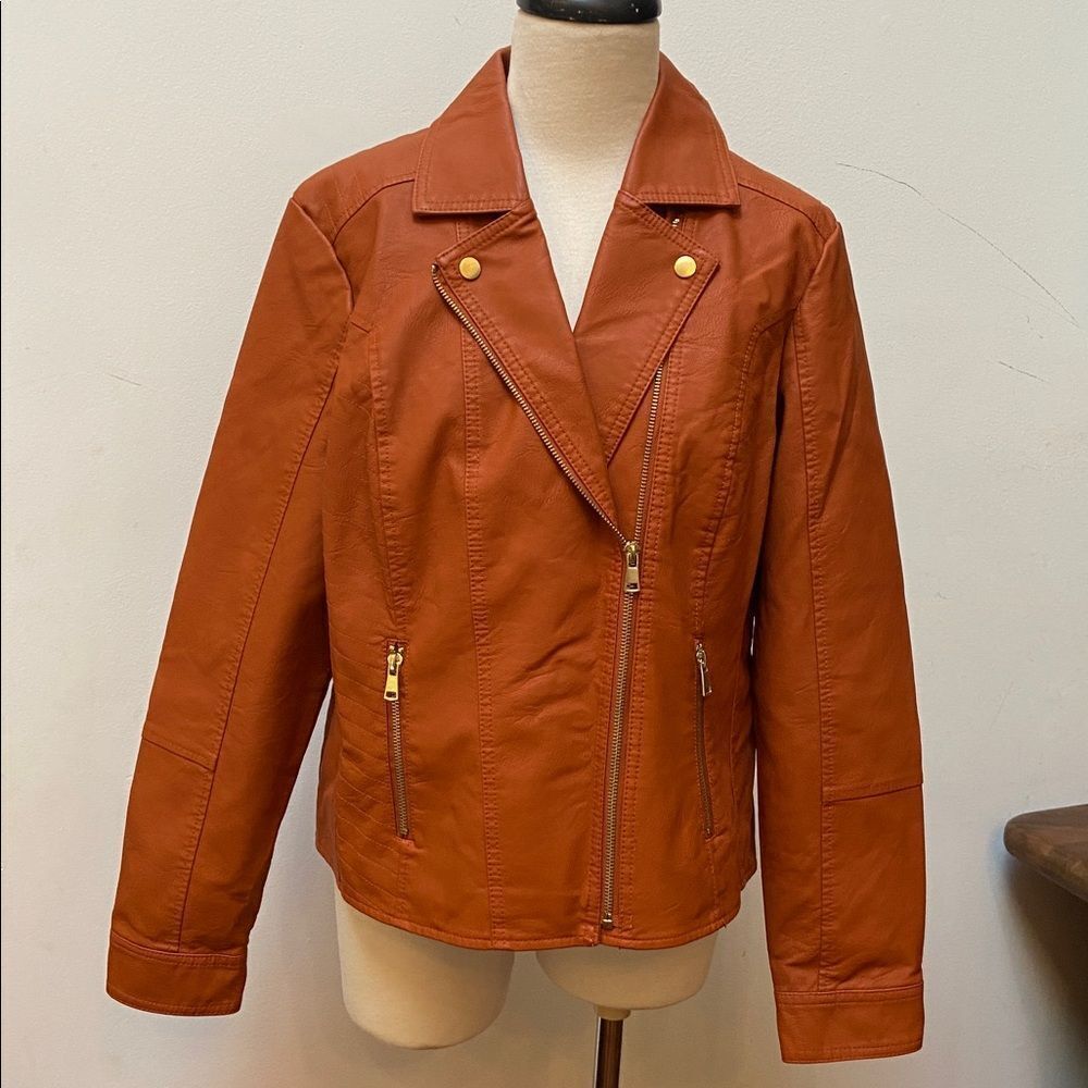 Baccini Women's Rust Faux Leather Jacket New
